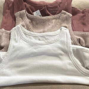 Sleeveless Tops - White, Mauve, Tan